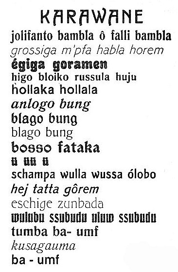 Karawane — as typeset in Dada Almanach (1920)