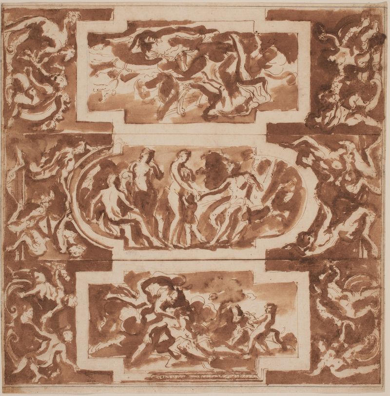 Nicolas Poussin, Modello for a Ceiling: Diana and the Dead Endymion, the Judgment of Paris, and the Death of Adonis, 1640/1642 (?)